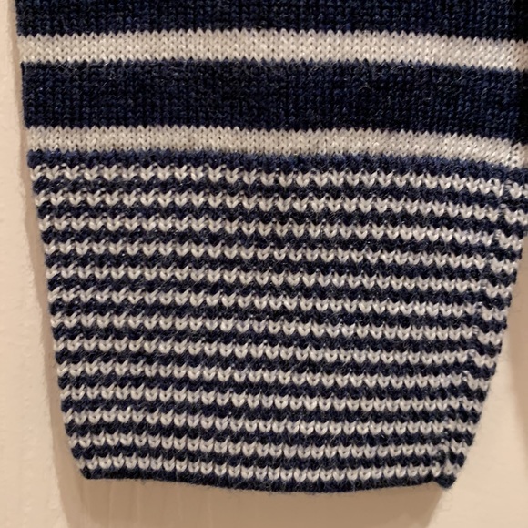 New Lacoste women V-neck wool blend striped sweater in navy blue & white size 36 - Picture 8 of 12